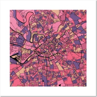 Manchester Map Pattern in Purple & Pink Posters and Art